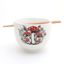 Mushroom Noodle Bowl with Chopsticks