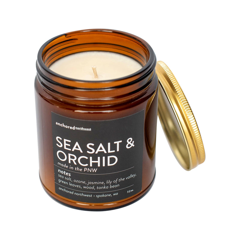 Sea Salt & Orchid Scented Soy Candle: 7.2oz