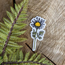 Iron-on patch | daisy flower - 4" x 1.8": Patch attached to backer card