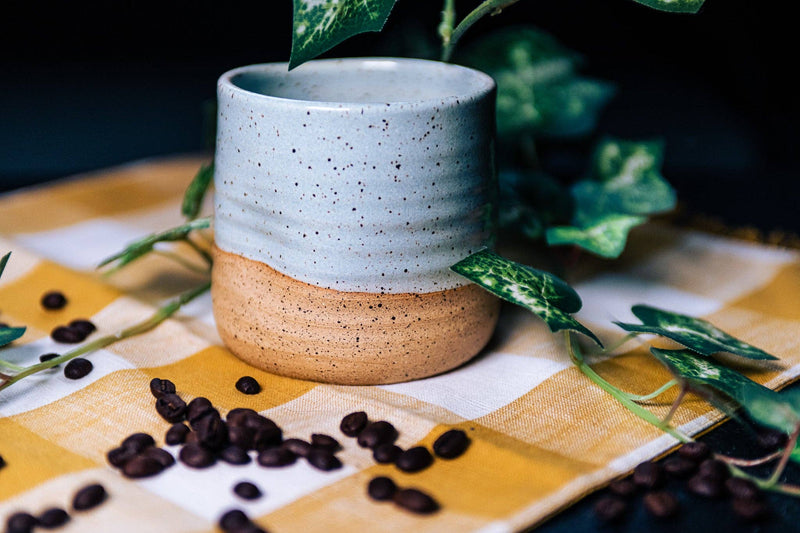 East Wheeling Clayworks Dented Tumbler: White Speckled Only