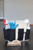 Multi-Pocket Canvas ToteCraft Bag Medium: Natural with Hunter Green