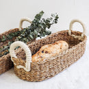 Handwoven Savar Bread Basket with Natural Handle