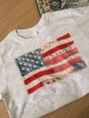 American Flag Faux Texture Patchwork Comfort Colors Tee: Ivory / Large