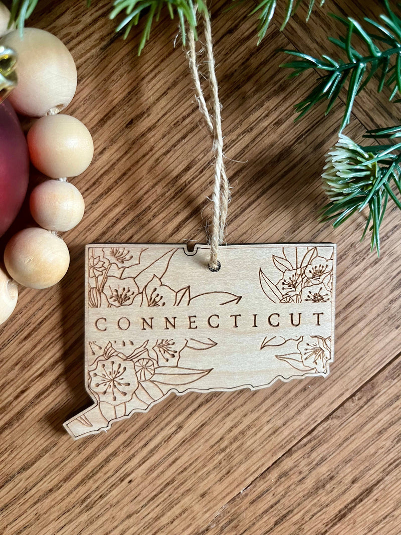 Connecticut Mountain laurel flower wooden Ornament