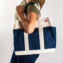 Pocket Tote 8-Pocket Carrying Tote: Natural with Navy