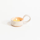 Gravesco Pottery Tealite with Handle | handmade pottery White