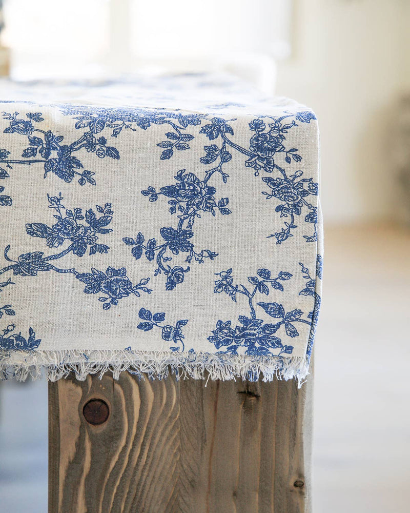 Farmhouse Blue Floral Tablecloth: 59"x79”