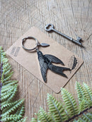 Metal enamel keychain / bag charm | flying black bird