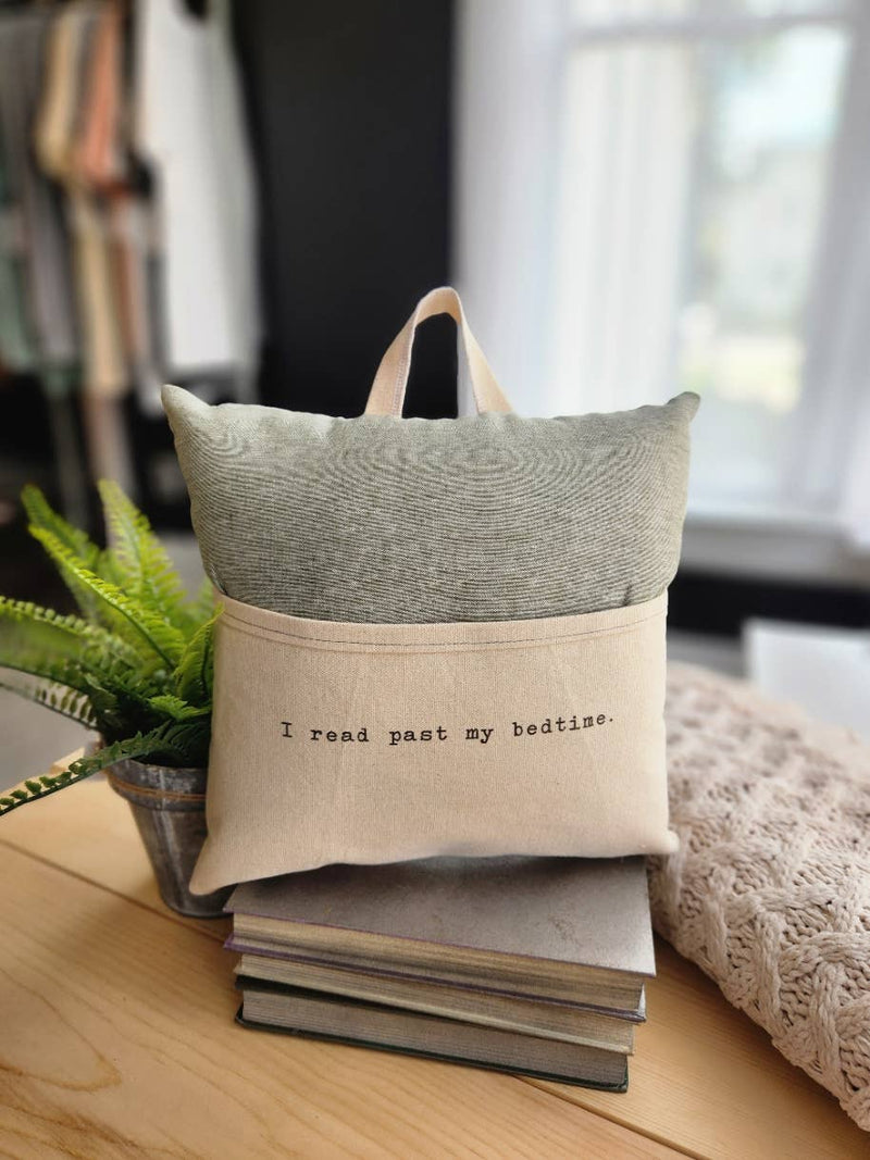 Reading Pillow- I Read Past My Bedtime, Moss Linen