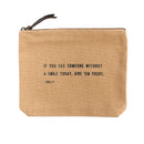 "If You See Someone Without A Smile Today, Give Them Yours." Dolly Parton - Canvas Zip Bag- Blush