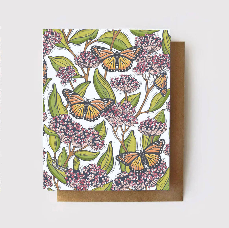 Monarch + Milkweed Everyday Floral Card: Zero Waste, NO Packaging