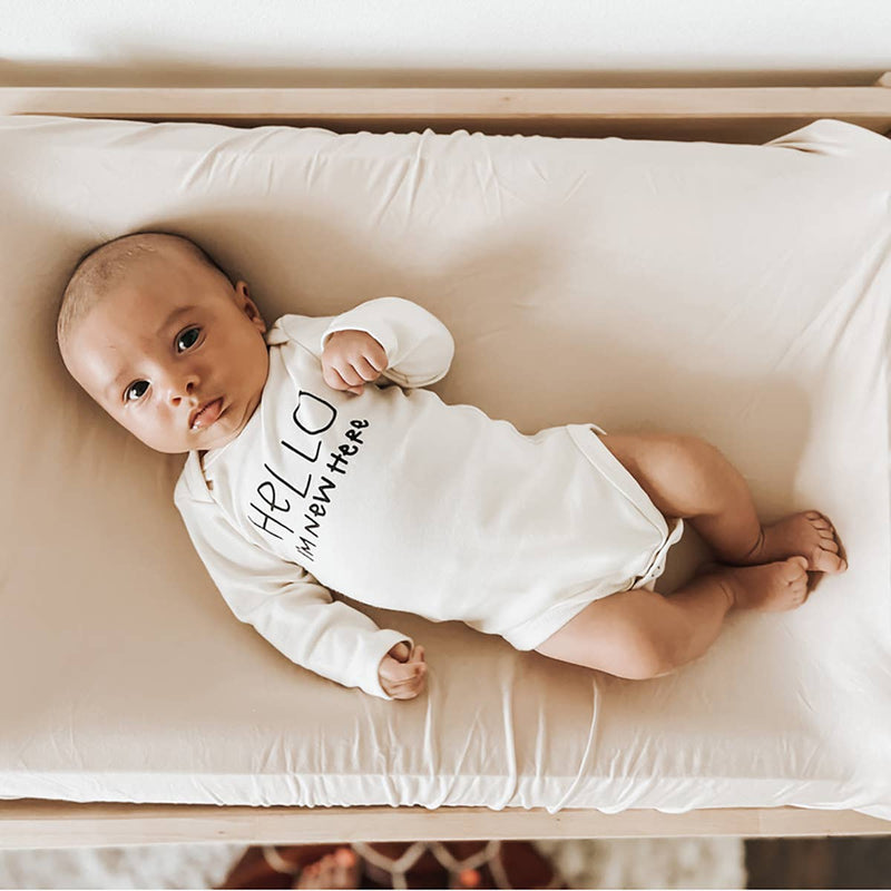 Hello Im New Here Organic Cotton Baby Bodysuit | Long Sleeve: 3-6m