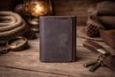 Leather Wallet for Men Handcrafted Distressed Trifold Wallet: Dark Brown