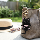 Black Cat Crochet Keychain