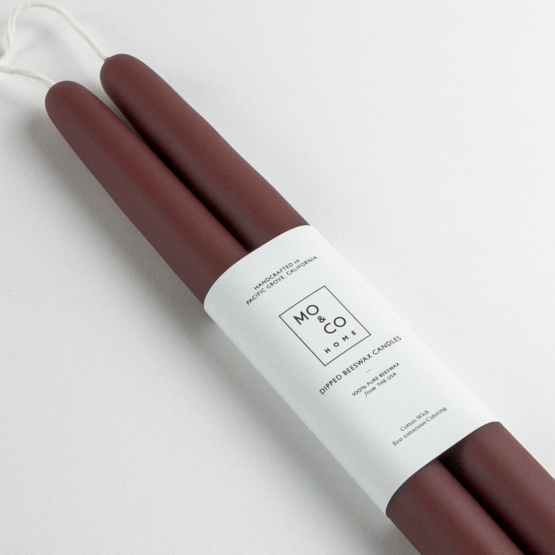 100% Beeswax Dipped Candles | Burgundy: 10 Inches