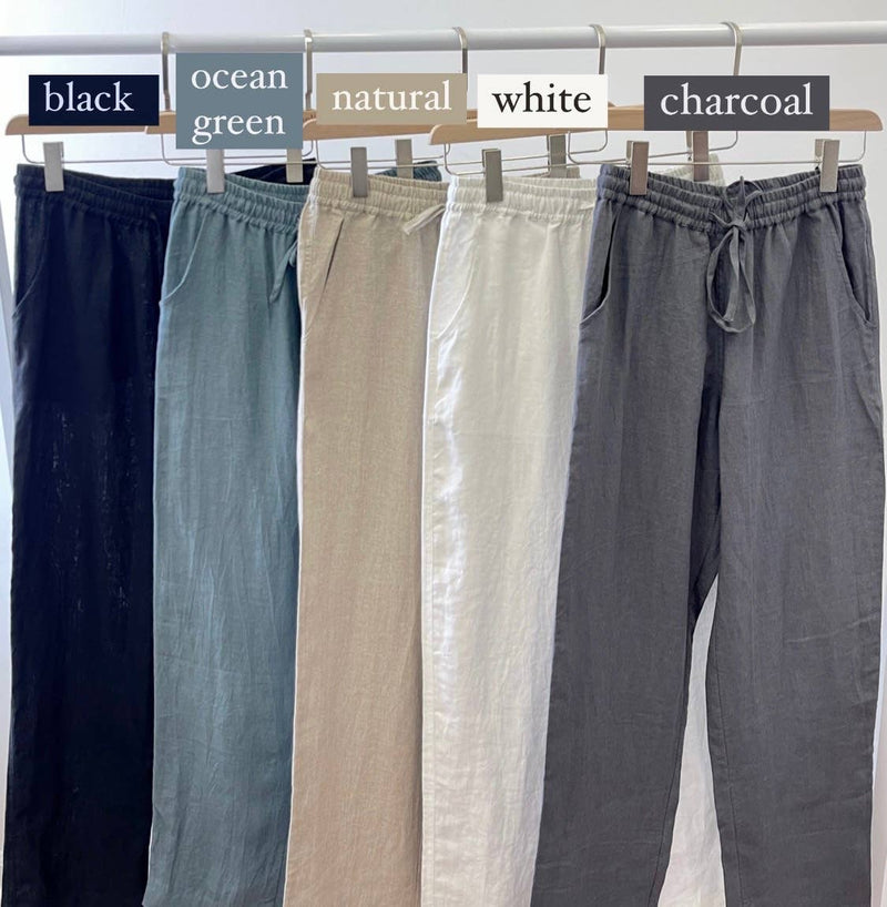 Linen Loose Pants: Ocean Green