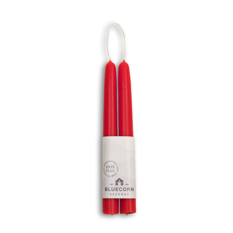 Beeswax Taper Candles -: Red / 8"