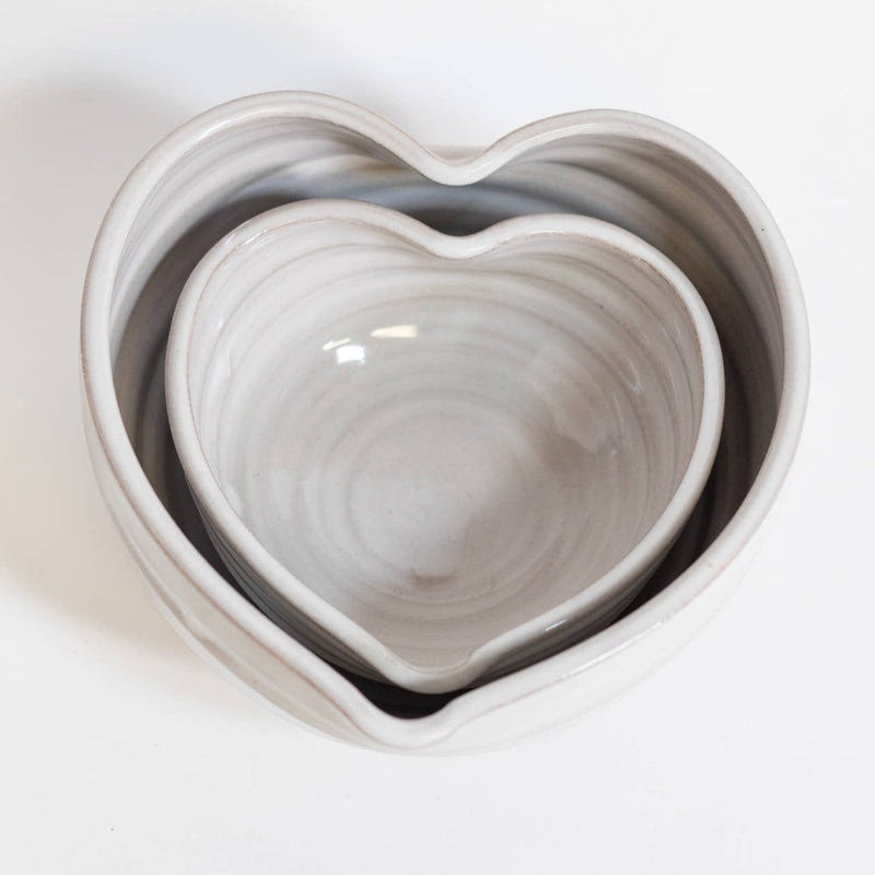 Gravesco Pottery Handmade Heart Bowls | Large / White