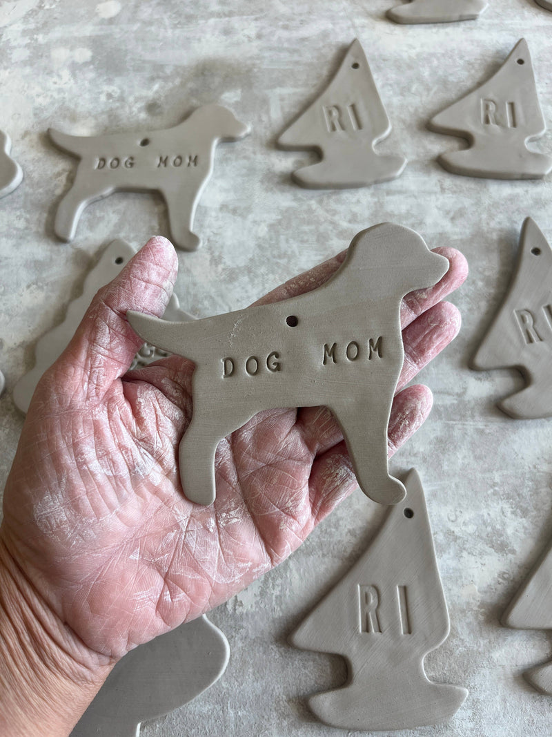 Dog Mom Christmas Ornament  | Handmade Pottery 