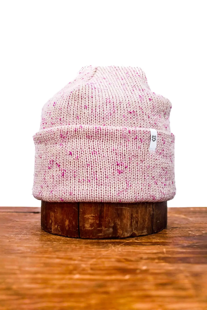 Cherry Blossom Tweed Ragg Wool Beanie: One Size