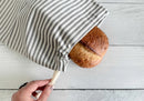 Bread Bags Set of Two - Grey Ticking Stripe