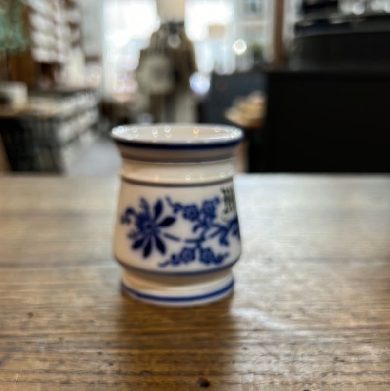 Vintage Blue Onion Lidded Horseradish Jar