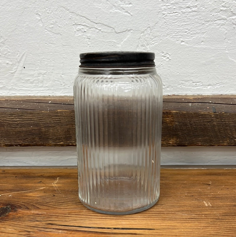 Vintage Owens Illinois Ribbed Glass Spices Canister