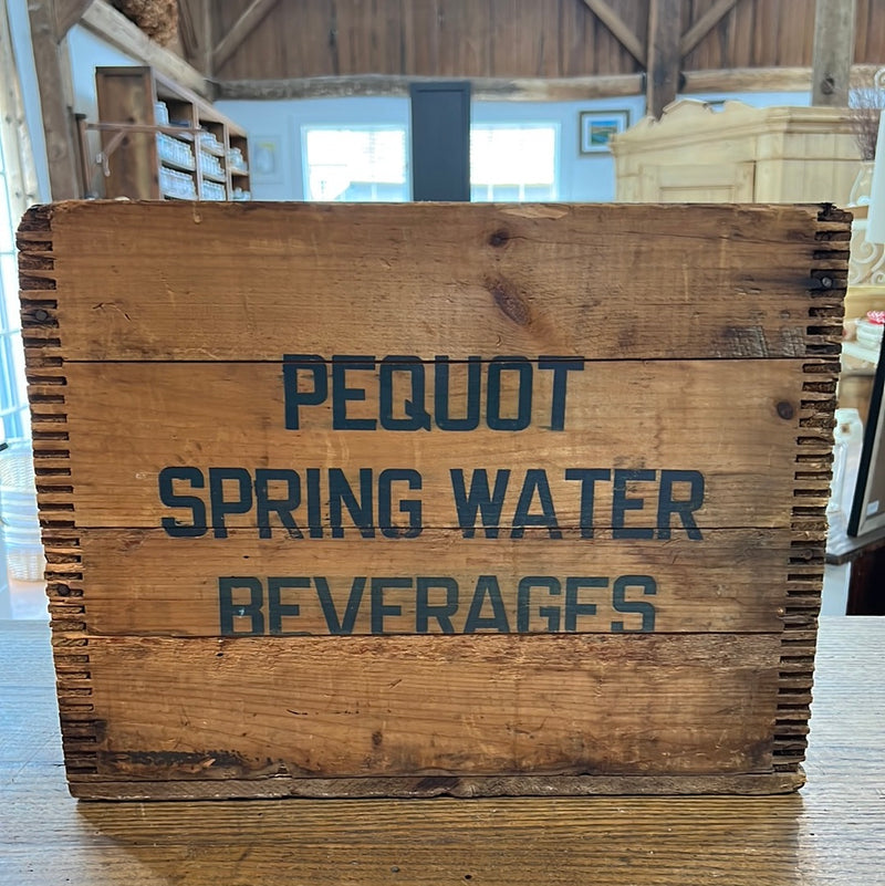 Vintage Pequot Spring Water Wooden Crate