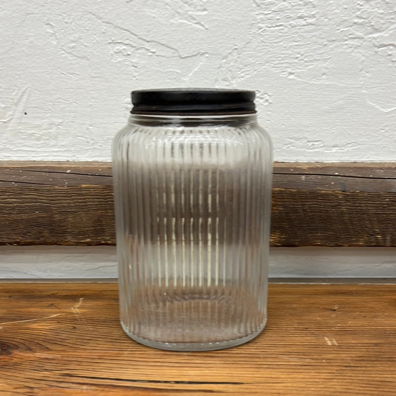 Vintage Owens Illinois Ribbed Glass Spices Canister