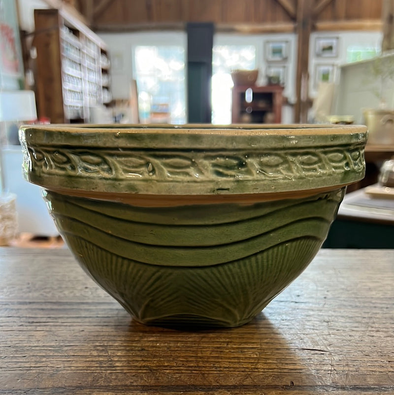 Vintage Stoneware Green Glazed 9" Mixing Bowl Bowl