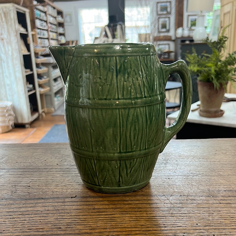 Vintage McCoy Green Barrel Pitcher