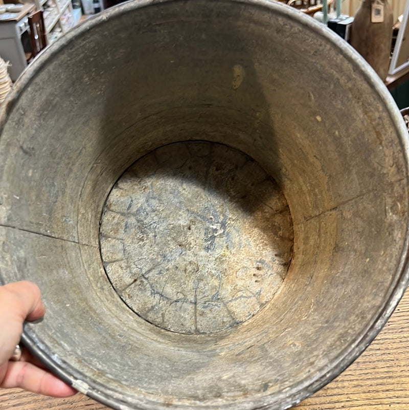 Vintage Atlantic Galvanized Bucket with Black Painted Stripes