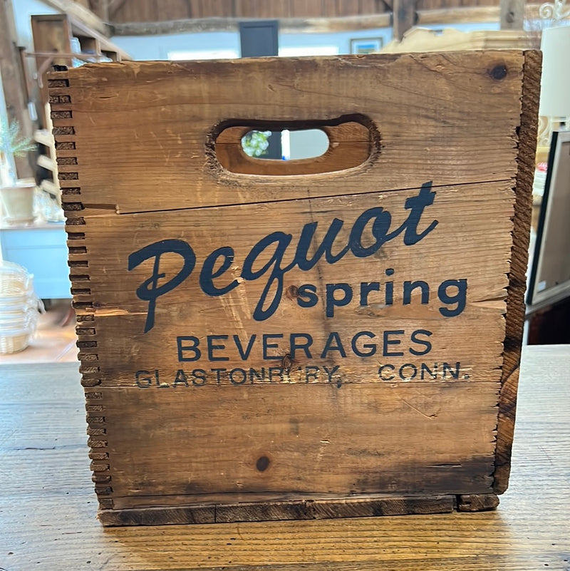 Vintage Pequot Spring Water Wooden Crate