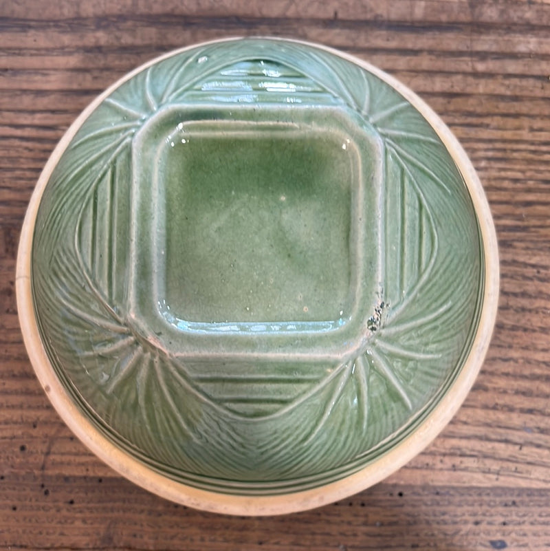 Vintage Stoneware Green Glazed 9" Mixing Bowl Bowl