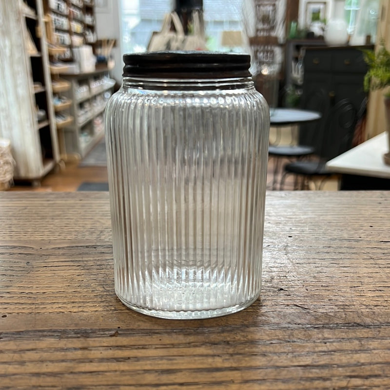 Vintage Owens Illinois Ribbed Glass Tea Canister