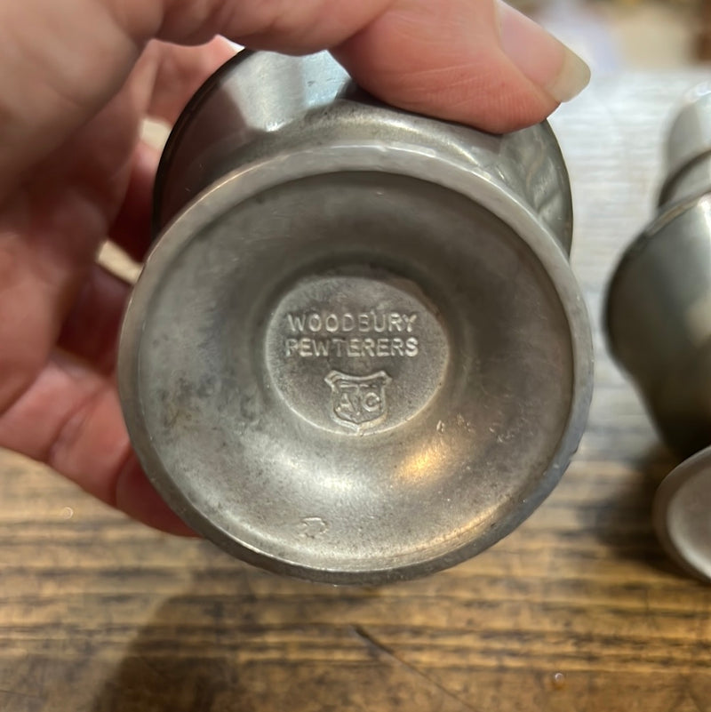 Vintage Pewter Salt + Pepper Set