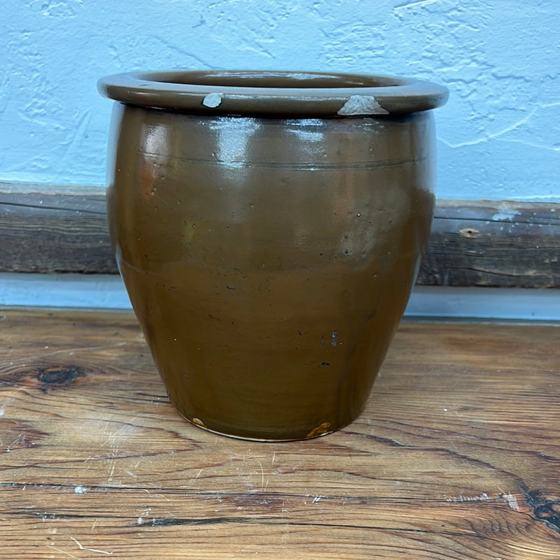 Antique F.H. Cowden Stoneware Flared Crock