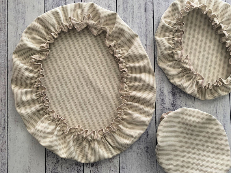 Ticking Reusable Bowl Covers, Set of Three