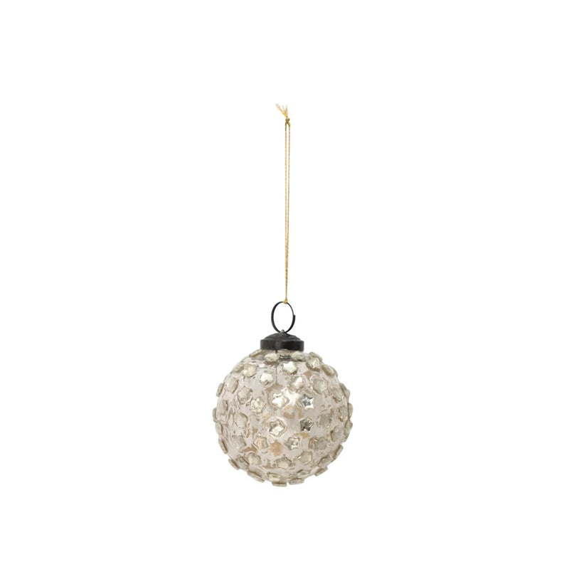 3" Round Mosaic Glass Ball Ornament w/ Stars