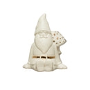 Stoneware Gnome & Mushroom Vase w/ Gold Electroplating, White