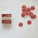 Handmade Recycled Paper Fan Garland in Kraft Box, Red & Gold Color