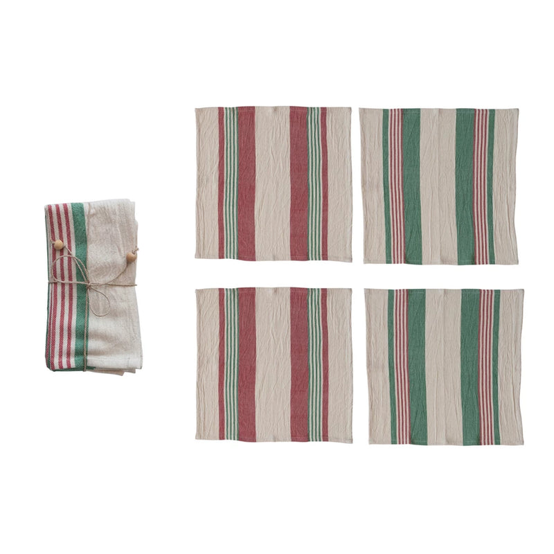 Cotton Napkins w/ Stripes & Multi Color, Set of 4
