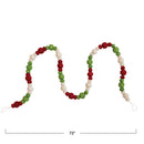 Handmade Wool Felt Ball Garland, Red, Green & Cream Color