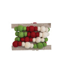 Handmade Wool Felt Ball Garland, Red, Green & Cream Color
