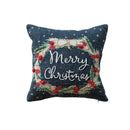 Cotton Printed Pillow w/ Wreath, Embroidery, Beads & Pom Poms