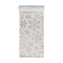 Linen & Cotton Printed Table Runner w/ Gold Foil Snowflake Pattern, White