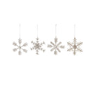 Metal & Glass Bead Snowflake Ornament, Silver Finish