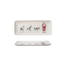 Stoneware Serving Platter with Santa Leading Reindeer Image