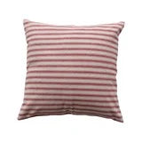 Woven Cotton Striped Pillow, Red & Natural
