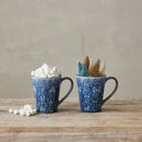 Debossed Blue Stoneware Mug with Snowflakes